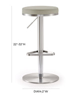 Fano Light Grey Performance Vegan Leather and Stainless Steel Barstool Model: TOV-K3653